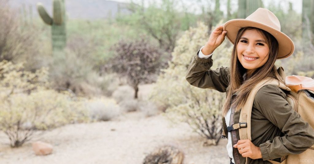 Beautiful woman outdoors in the desert (model)